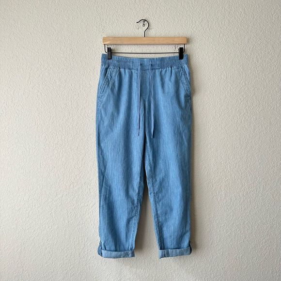 NWT TALBOTS Chambray Easy Slim Leg Pants Cropped Cuffed Ankle - Picture 1 of 11